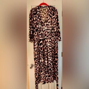 Leota Black and Pink Animal Print Dress 2X